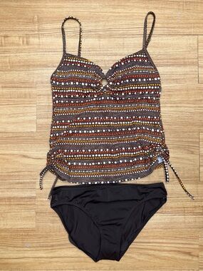 Island Escape Pop Dot Underwire Tankini Set Ruched Sweetheart Top Bikini Bottom